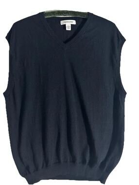 Pronto Uomo Sz 2XL Black V-Neck Merino Wool Sweater Vest Teacher Golf Office